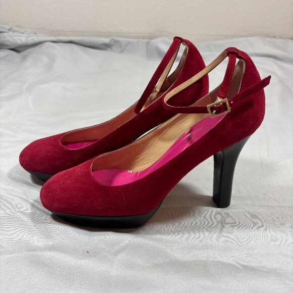 Kate Spade Trilby Ruby New York Round Toe Mary Jane Pumps Suede Heels Size 7 - Picture 3 of 9